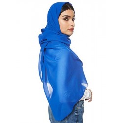 حجاب سادة من الشيفون أزرق ملكي