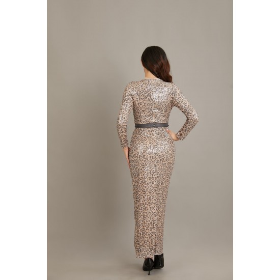 فستان سهرة طويل بيج لف